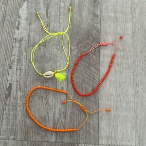 Set of three neon beaded bracelets